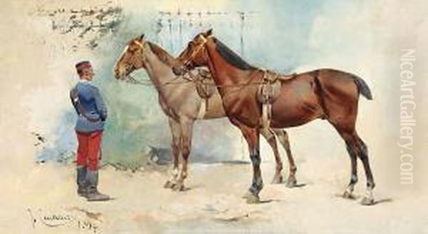 Caballos Oil Painting by Josep I Cusachscusachs