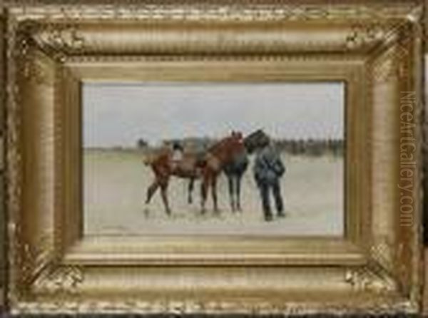 Militares En El Campo Oil Painting by Josep I Cusachscusachs