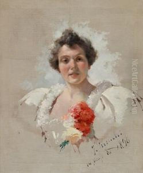 Barcelona,1908)
Retrato De Su Esposa Maria Del Oil Painting by Josep I Cusachscusachs