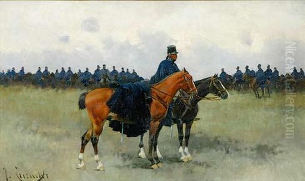 Maniobras Militares. Oil Painting by Josep I Cusachscusachs