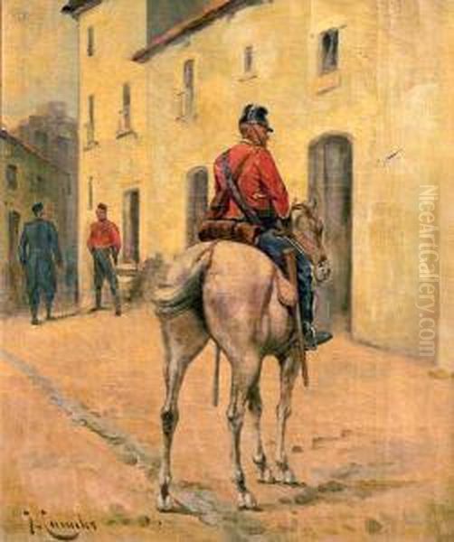 Soldado A Caballo Oil Painting by Josep I Cusachscusachs