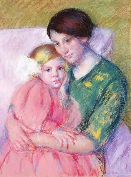 Mother And Child Reading Oil Painting by Mary Cassatt