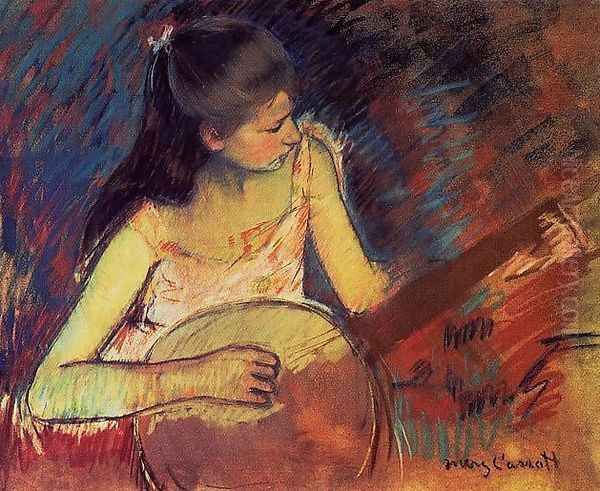 Girl With A Banjo Oil Painting by Mary Cassatt