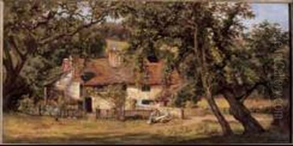 Farmstead, Surrey Oil On Canvas Oil Painting by Gertrude Spurr Cutts