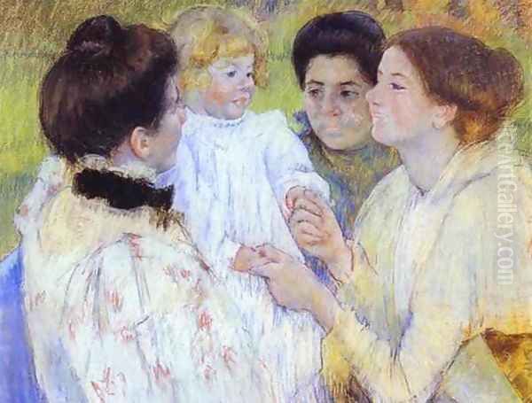 Woman Admiring A Child Oil Painting by Mary Cassatt