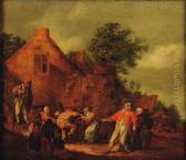 La Danse Paysanne A L'exterieur De L'auberge Oil Painting by Benjamin Gerritsz. Cuyp