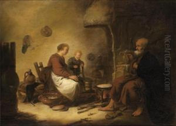 La Famille Devant L'atre Oil Painting by Benjamin Gerritsz. Cuyp