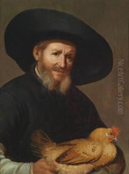 Portrait Ofa Bearded Man In A Hat And Black Frock Oil Painting by Jacob Gerritsz. Cuyp