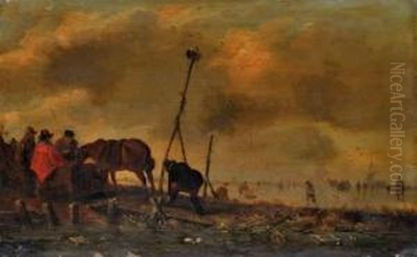 Halte Des Cavaliers. Oil Painting by Jacob Gerritsz. Cuyp