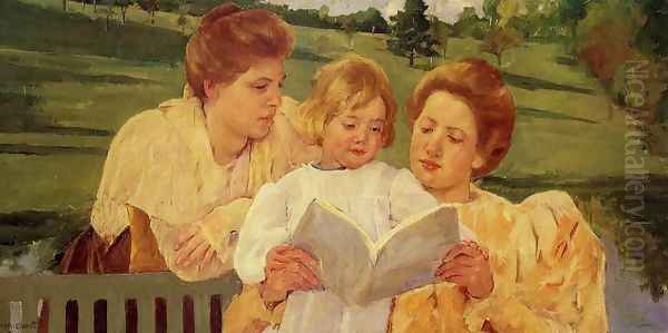 The Garden Reading Oil Painting by Mary Cassatt