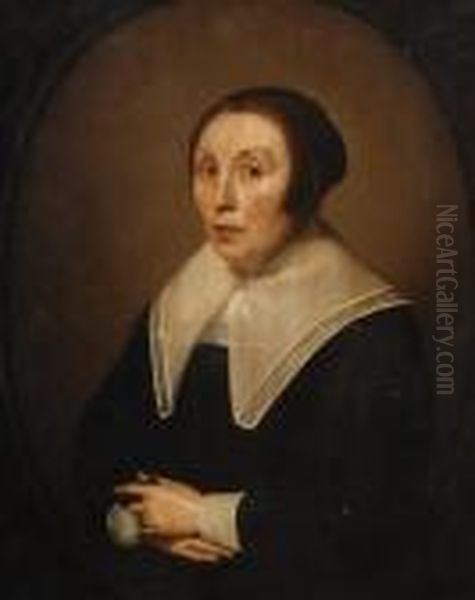 Portrait Of A Widow In An Oval With Strapwork Oil Painting by Jacob Gerritsz. Cuyp