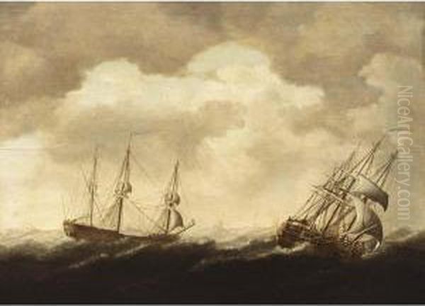 Merchantmen In Stormy Seas Oil Painting by Jacob Gerritsz. Cuyp