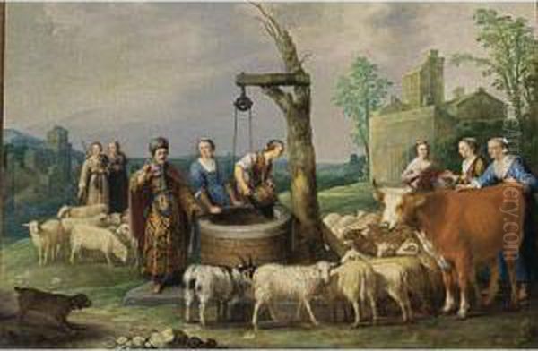 Moses And The Seven Daughters Of Jethro Oil Painting by Jacob Gerritsz. Cuyp