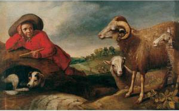 A Young Shepherd Boy With His Flock Oil Painting by Jacob Gerritsz. Cuyp