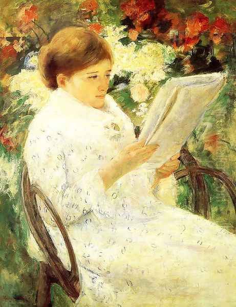 Woman Reading In A Garden Oil Painting by Mary Cassatt