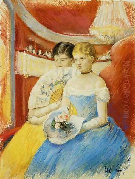 Women In A Loge Oil Painting by Mary Cassatt