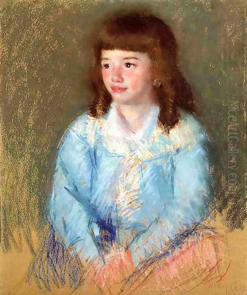 Young Boy In Blue Oil Painting by Mary Cassatt