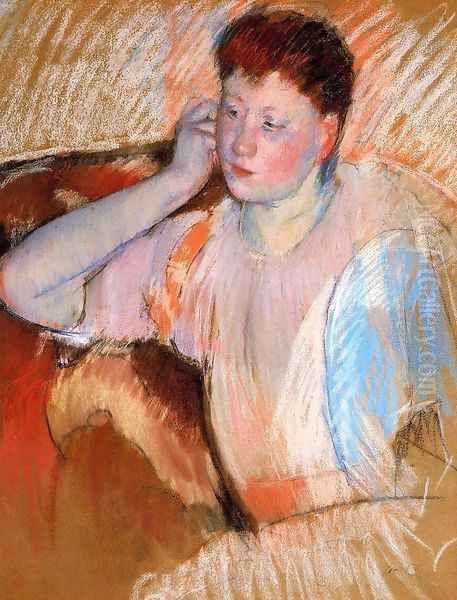 Clarissa Turned Left With Her Hand To Her Ear Oil Painting by Mary Cassatt