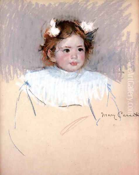 Ellen With Bows In Her Hair Looking Right Oil Painting by Mary Cassatt