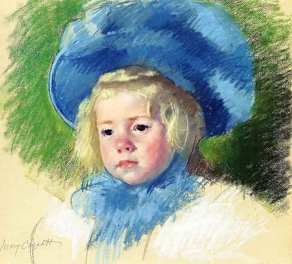 Head Of Simone In A Large Plumes Hat Looking Left Oil Painting by Mary Cassatt