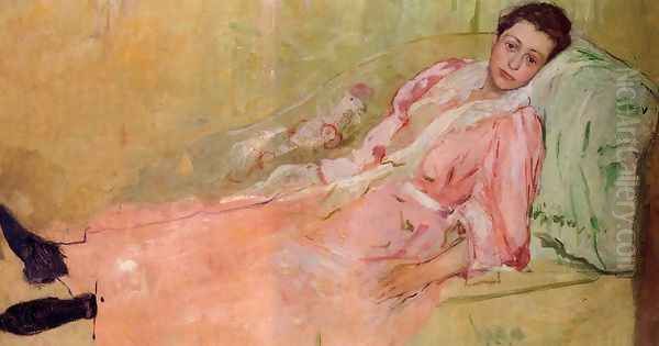 Lydia Reading On A Divan Oil Painting by Mary Cassatt