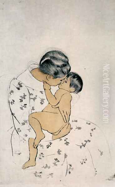 Mother's Kiss Oil Painting by Mary Cassatt