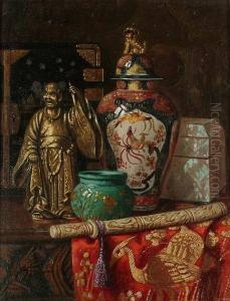 Still Life Of Oriental Objects Oil Painting by Ernst Czernotzky