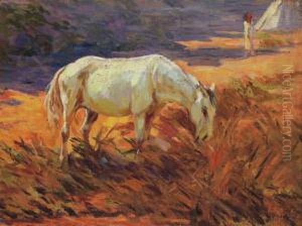 Horse By The Water Oil Painting by Dezso Czigany