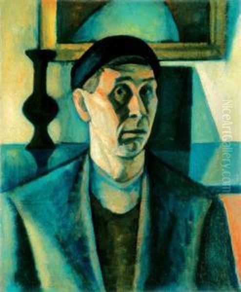 Self-portrait In The Studio Oil Painting by Dezso Czigany