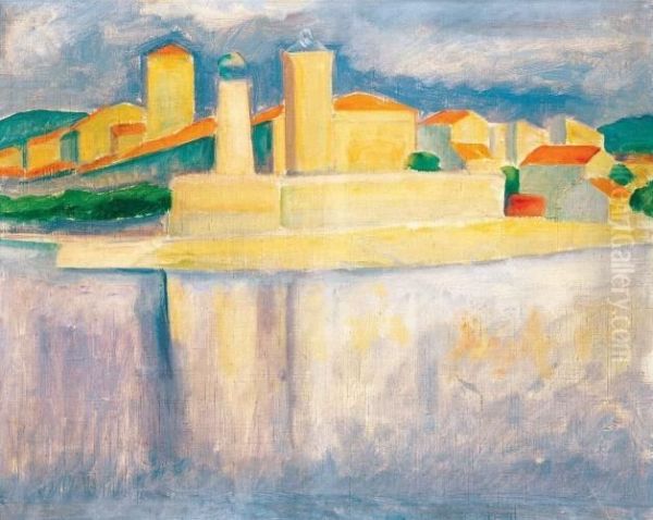 Town On The Cote D'azure, (mole In South-france, About 1930 Oil Painting by Dezso Czigany