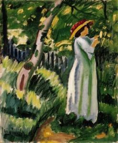 Woman In The Garden Oil Painting by Dezso Czigany