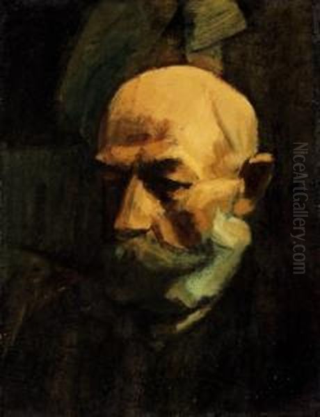 Bearded Man Oil Painting by Dezso Czigany