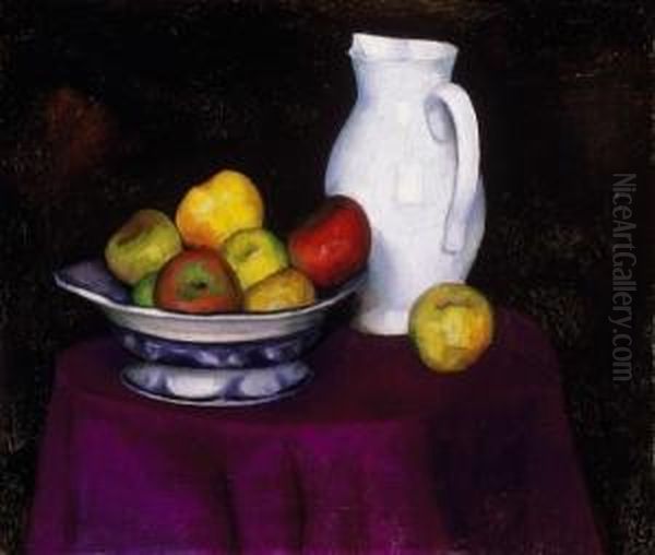 Still Life With Apples And A Jug Oil Painting by Dezso Czigany