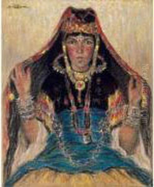 Femme Ouled Nail Oil Painting by Henry D Estienne