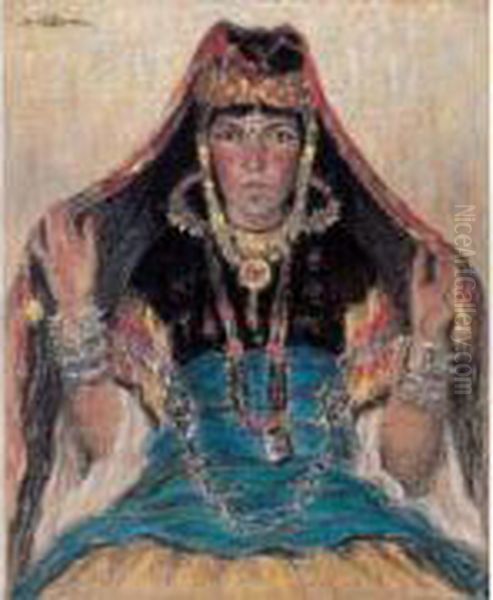 < Femme Ouled Nail A Biskra >. Oil Painting by Henry D Estienne