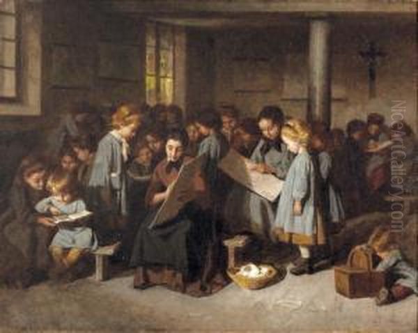 La Classe D'ecole. Oil Painting by Edouard D' Apvril