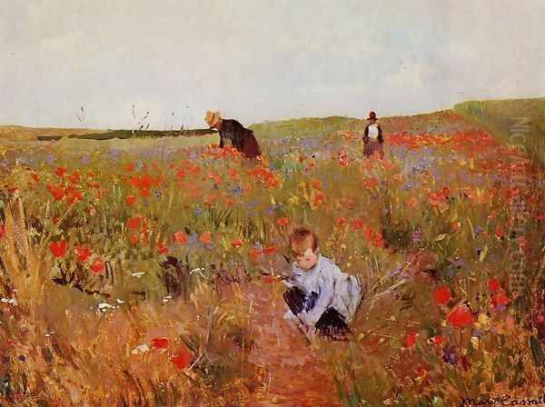 les coquelicots Oil Painting by Mary Cassatt