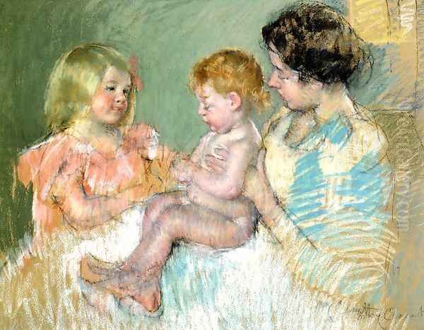 Sara And Her Mother With The Baby Oil Painting by Mary Cassatt