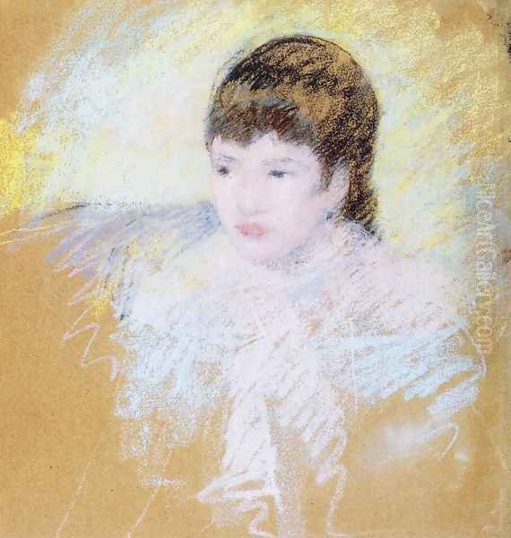 Young Girl With Brown Hair Looking To Left Oil Painting by Mary Cassatt