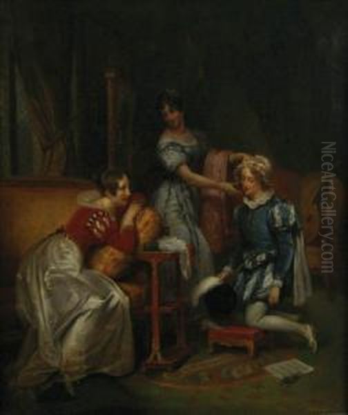 Gallantry Scene Oil Painting by Alfred, Comte D' Orsay