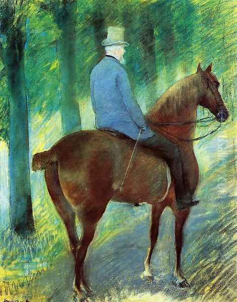 Mr Robert S Cassatt On Horseback Oil Painting by Mary Cassatt