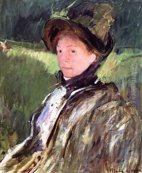 Lydia Cassatt In A Green Bonnet And A Coat Oil Painting by Mary Cassatt