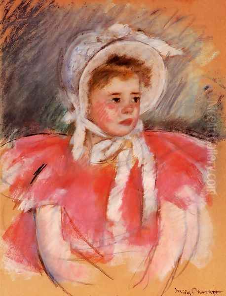 Simone In White Bonnet Seated With Clasped Hands Oil Painting by Mary Cassatt