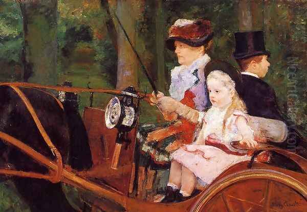 Woman And Child Driving Oil Painting by Mary Cassatt