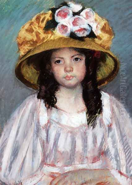 Fillette Au Grand Chapeau Oil Painting by Mary Cassatt