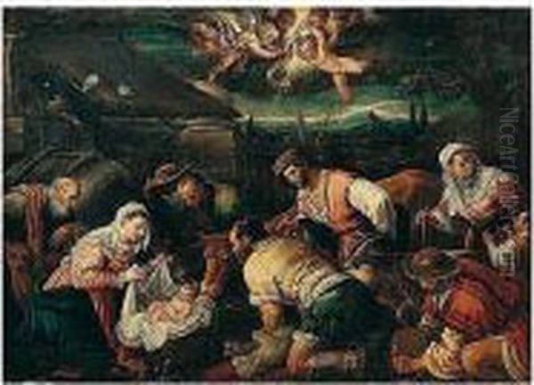 The Adoration Of The Shepherds Oil Painting by Gerolamo Ponte Da Bassano