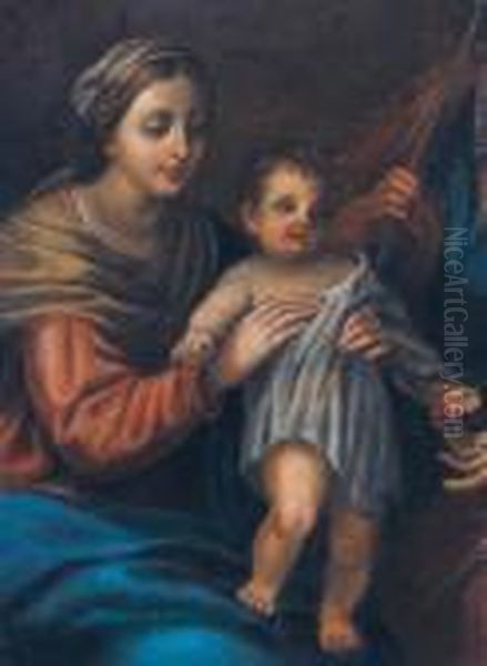 Madonna Col Bambino Oil Painting by Girolamo da Carpi