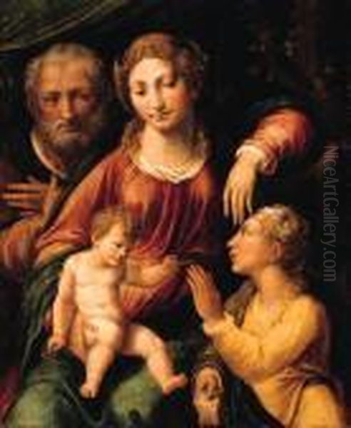 The Mystic Marriage Of Saint Catherine Oil Painting by Girolamo da Carpi