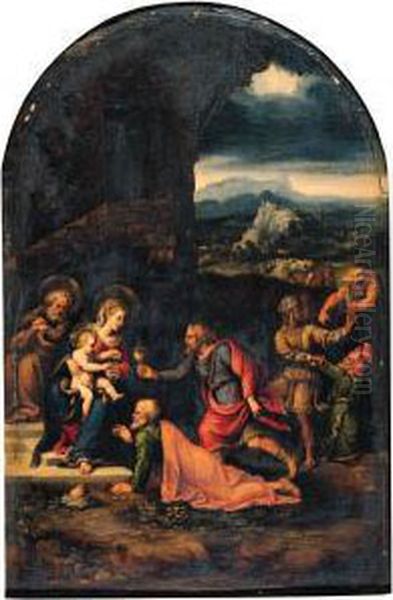 The Adoration Of The Magi Oil Painting by Girolamo da Carpi