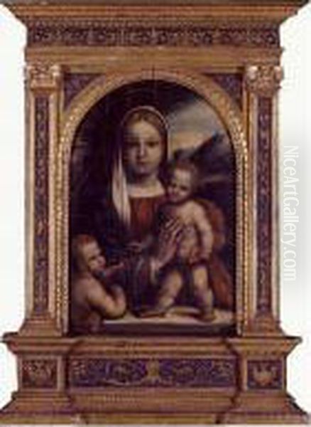 Madonna And Child With The Infant Saint John The Baptist Oil Painting by Garofalo